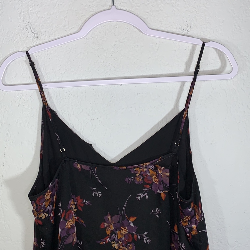 1.STATE Black Wildflower Ruffle Midi Dress Sleeveless V Neck Lined Size Medium - Picture 8 of 15